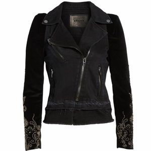 BLANK NYC Denim Mix Moto Embellished Jacket M